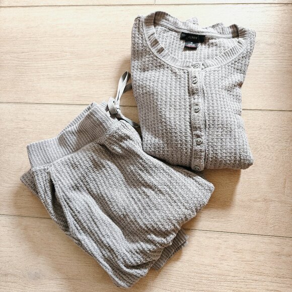 J. Crew Henley Waffle Grey Pajama Set M - Picture 3 of 8